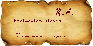 Maximovics Alexia névjegykártya